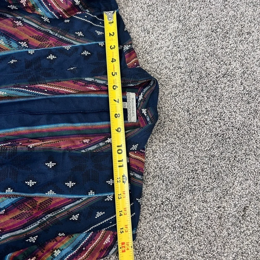 World Market Women’s 100% Cotton Navy Blue Multicolored Kimono Jacket Boho S/M